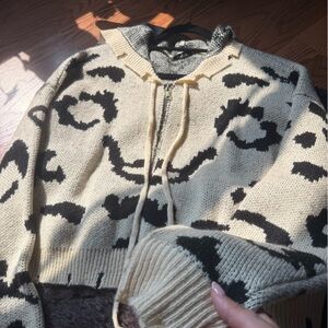 Leopard Print Beige and Black Women's Sweater